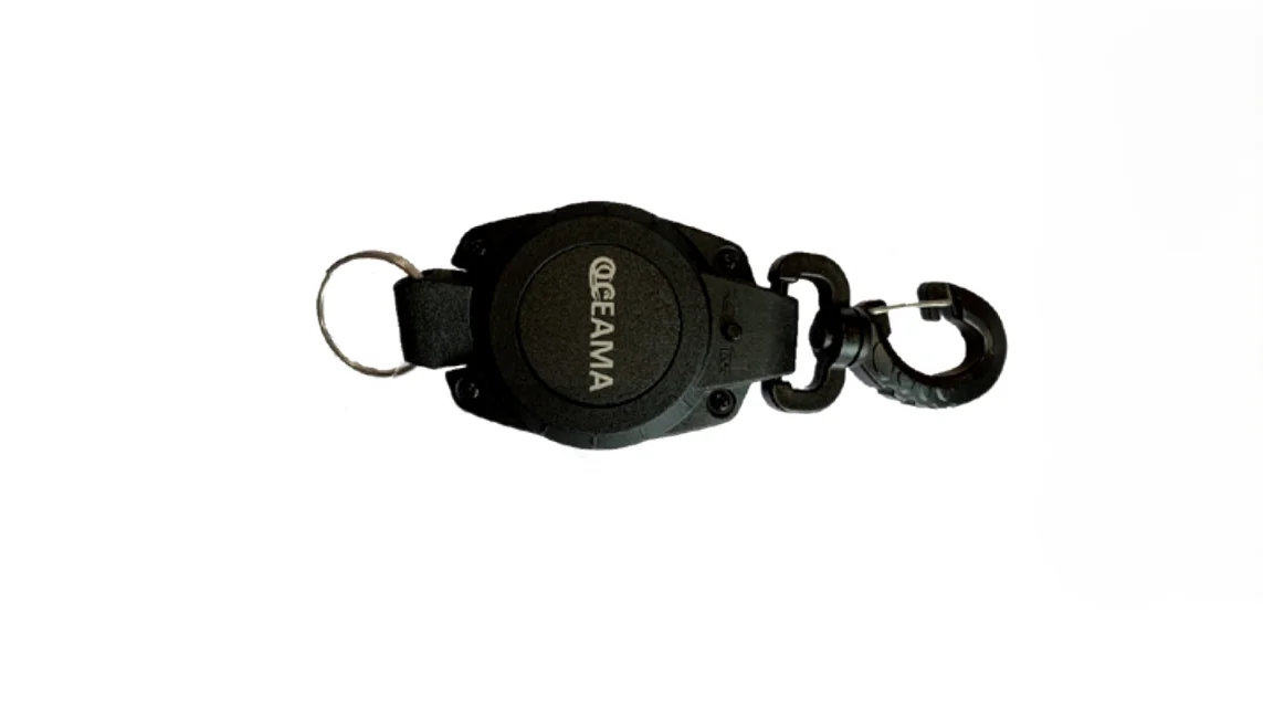 Rétracteur Cable Inox 120cm Avec Arrêt Mousqueton Plastique Anneau Inox — déstockage DestockPro